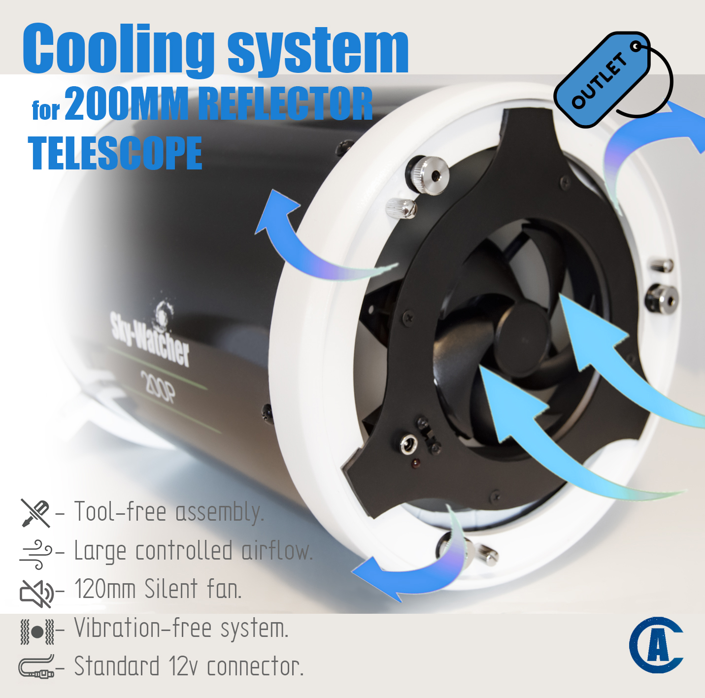 Cooling Fan for Dobsonian Telescope 8" (200mm)